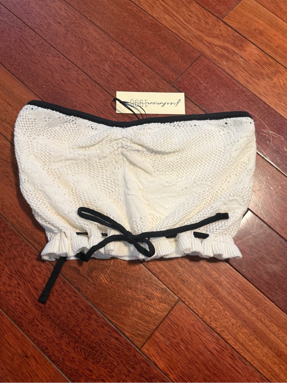 NWT Fehrman 1990 Cream Cable Knit Strapless Tube Top XS Cottagecore Coquette